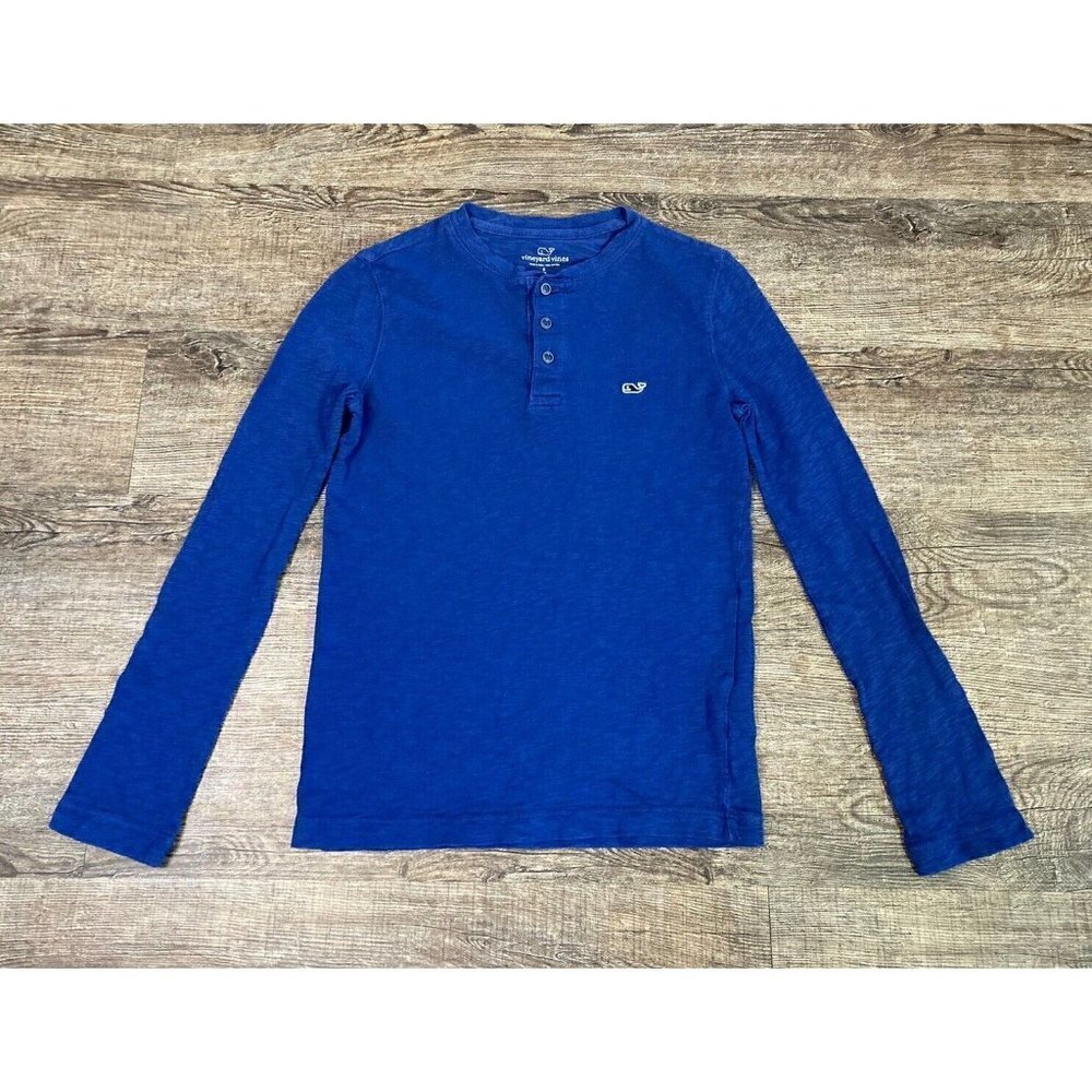 Vineyard Vines Girls Long Sleeve Henley Shirt  Navy Heather Size S (8-10)